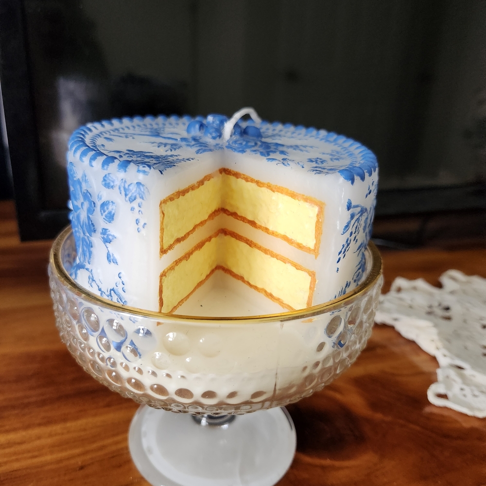 Blue and Yellow Decorative Cake Candle
